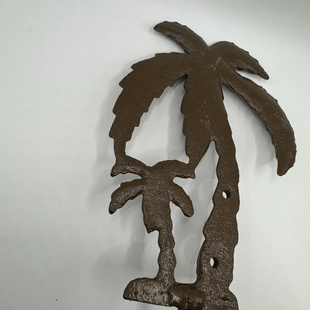 Vintage Palm Tree Key Robe Wall Hook Tropical Beach House Cast Iron‎ Metal